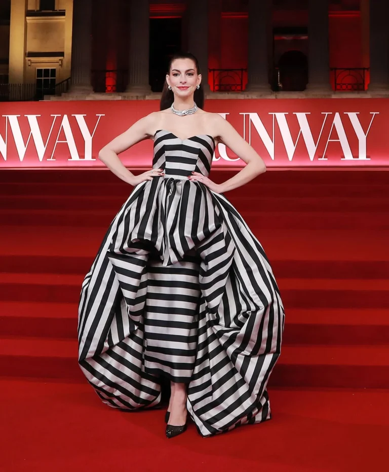 Anne Hathaway Debuts Custom Louis Vuitton at A Night With Runway Gala for The Devil Wears Prada 2 in London