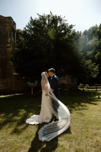 Rosie Wore Divine Atelier For Her Pastel Colour, Garden Party Inspired Wedding at Brinkburn Priory