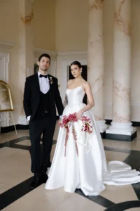 Matrimony in Merlot Modern Romantic Wedding Inspiration at Botleys Mansion