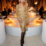 Zoe Saldana Attends RH Milan Gallery Unveiling in Saint Laurent Cassandra Button Lace Dress