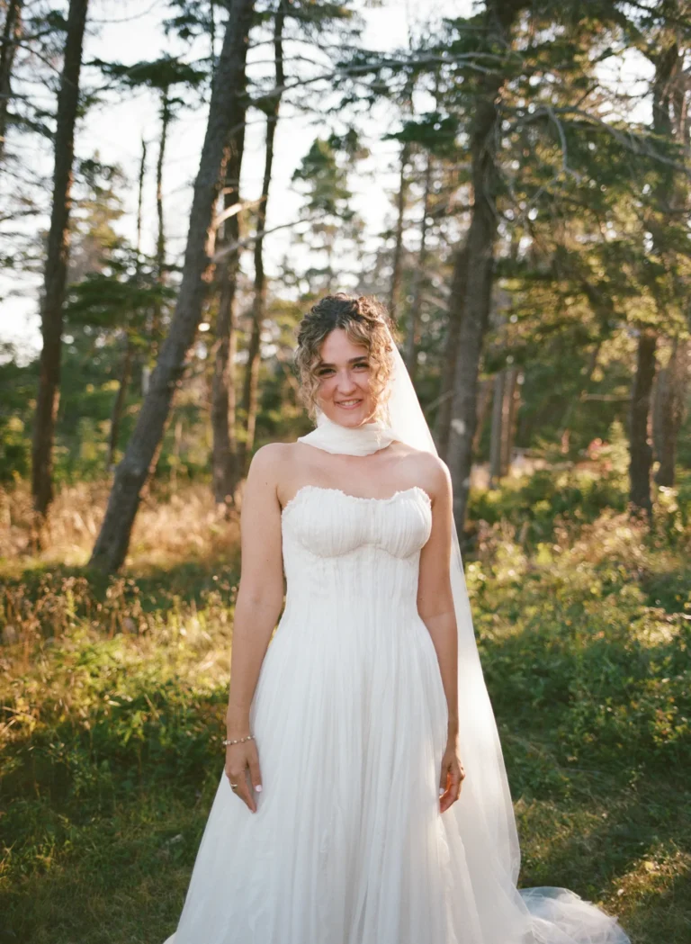 A Woodland Wedding in Maine and a Big Dinner Party in the Woods for Alice and Sam